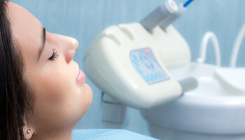 Female patient asleep at dental office