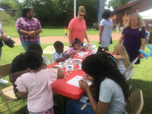 Playing with children at festival