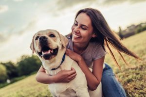 healthy person with dog